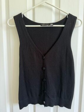 Femme by Design Vintage-Inspired Black Button-Front Knit Vest